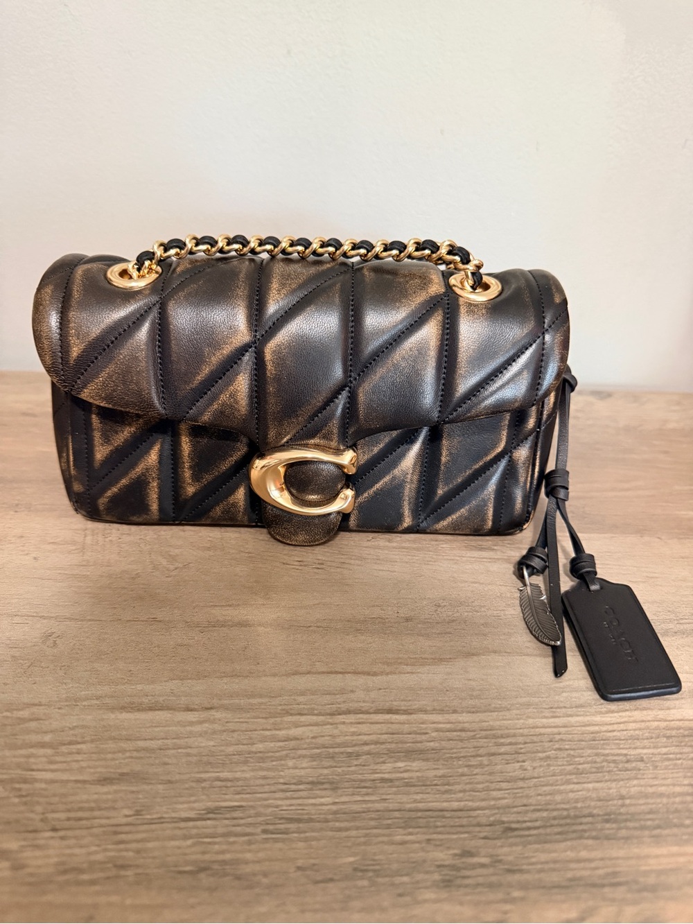 Coach Quilted Tabby 20 Bag in Loved leather with Gold Hardware